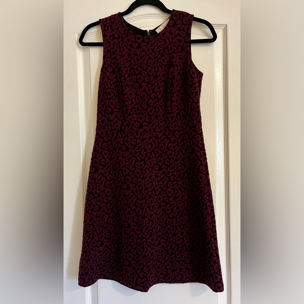 Ann Taylor LOFT Black & Purple Leopard Print Dress 0P
